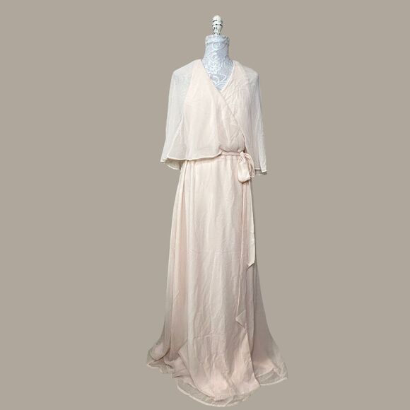 ModCloth Wrapped in Rapture Maxi Dress Lined Chiffon Pink Women's Large NWT - Picture 4 of 12